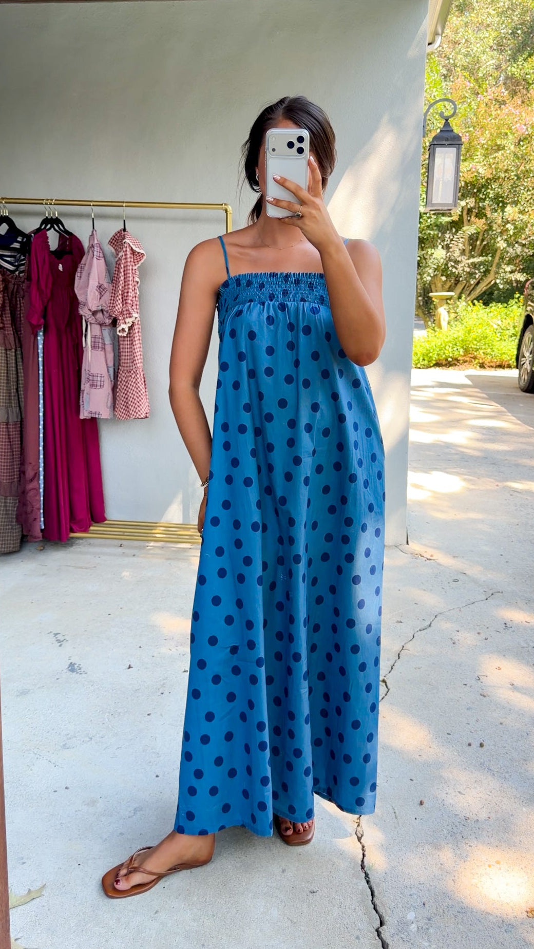 Bonnie Maxi Dress - Dusty Blue Dots