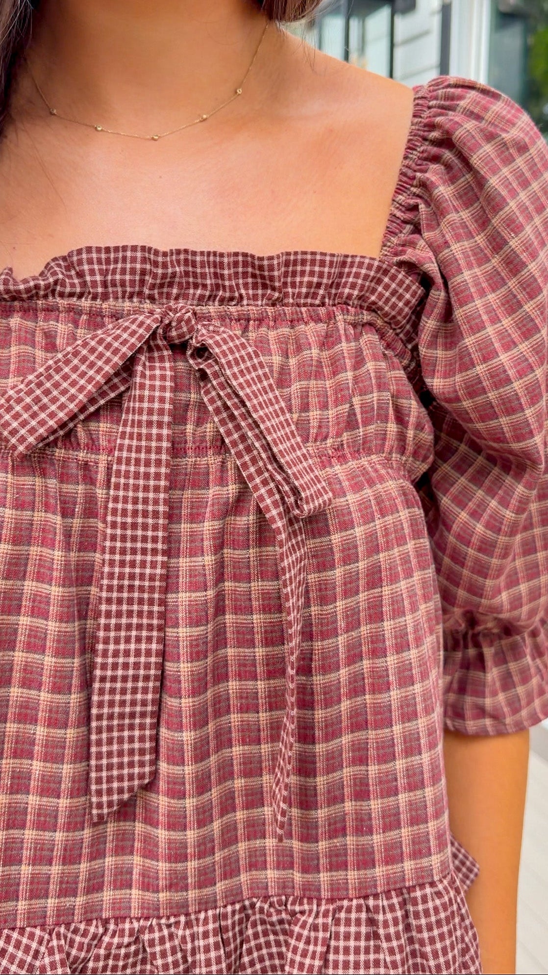 Mixed Plaid Tiered Maxi Dress
